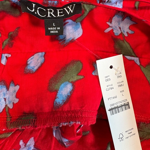 J. Crew Women’s Tiered Dress in Brushed Daisy Print Red Size L NWT - Picture 7 of 8